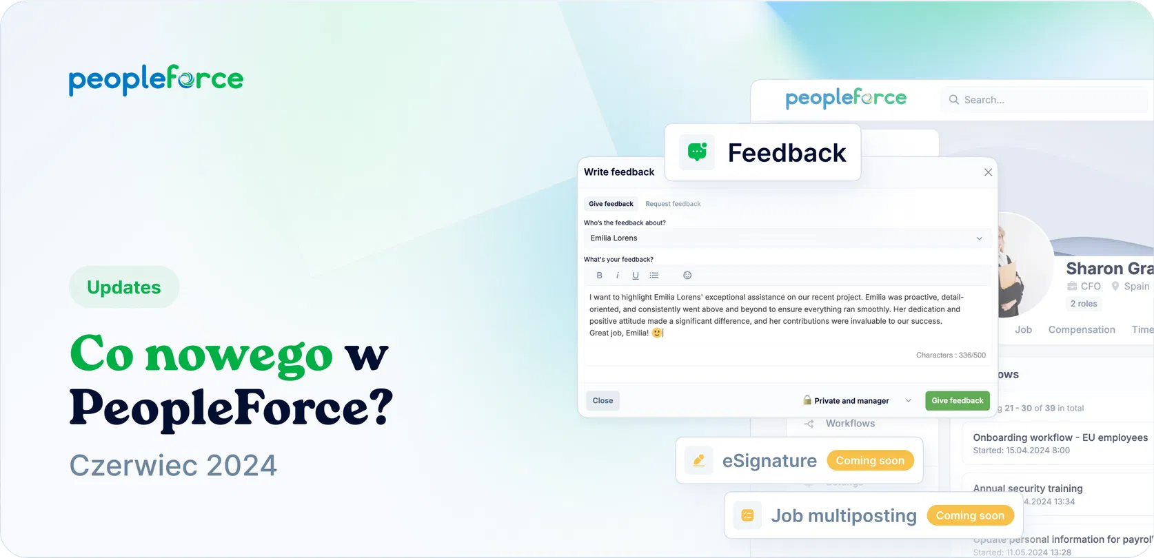 Już jest - regularny feedback dla Twojego zespołu! Wkrótce eSignature i multiposting na stronach z ofertami pracy