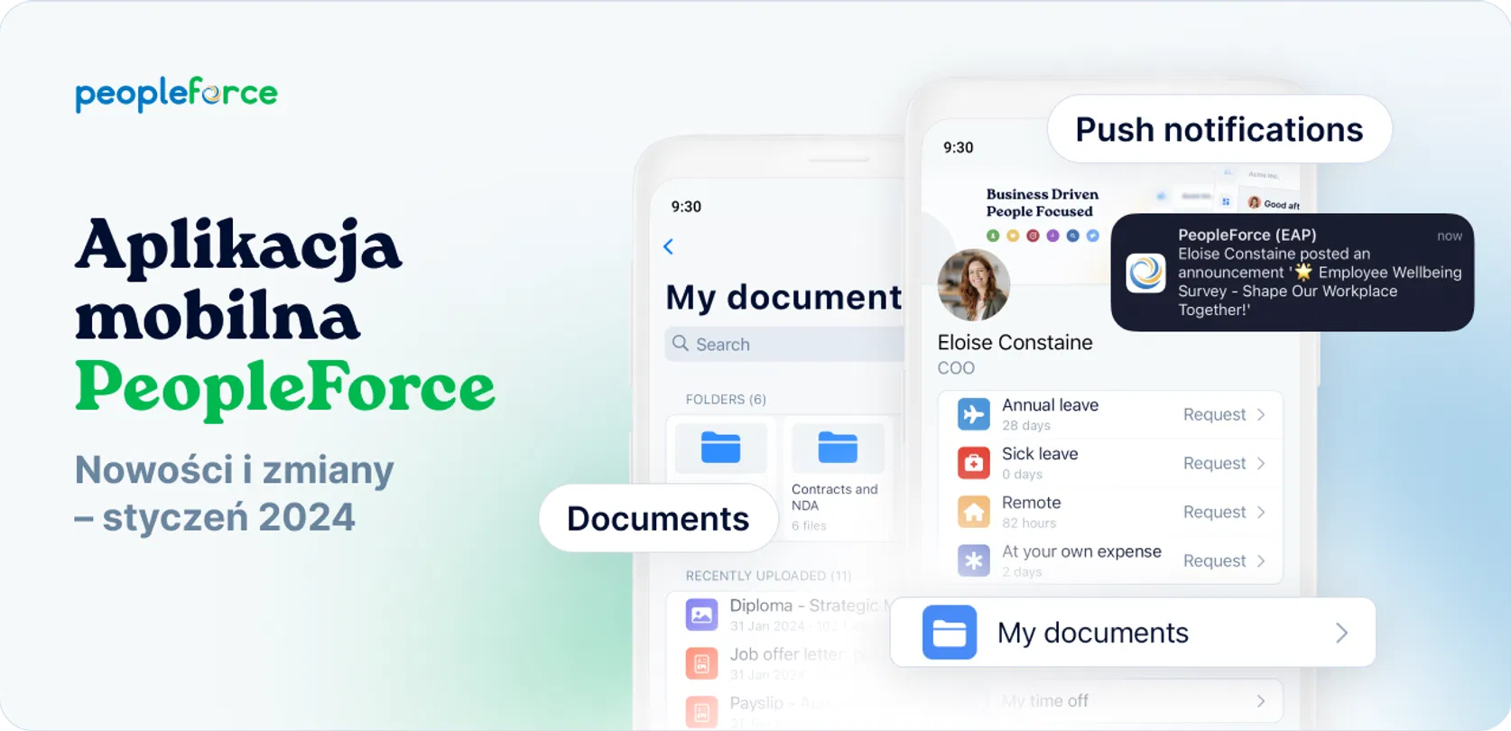 Ulepszenia aplikacji mobilnej PeopleForce: Zarządzanie folderami dokumentów