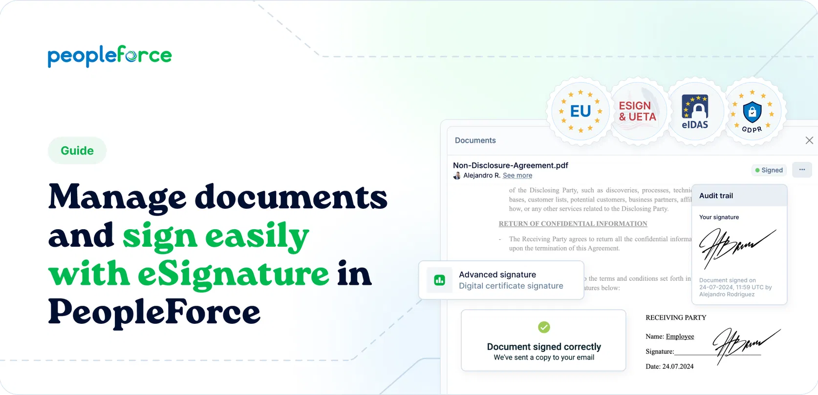 eSiganture and document management in PeopleForce