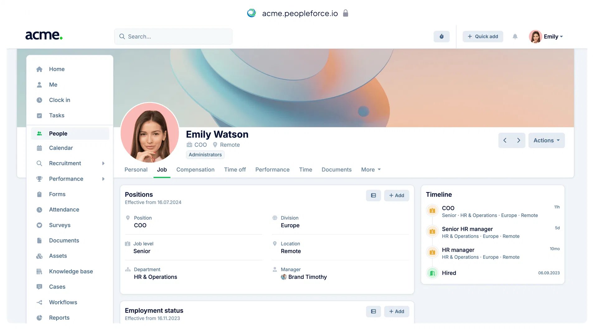 PeopleForce dashboard