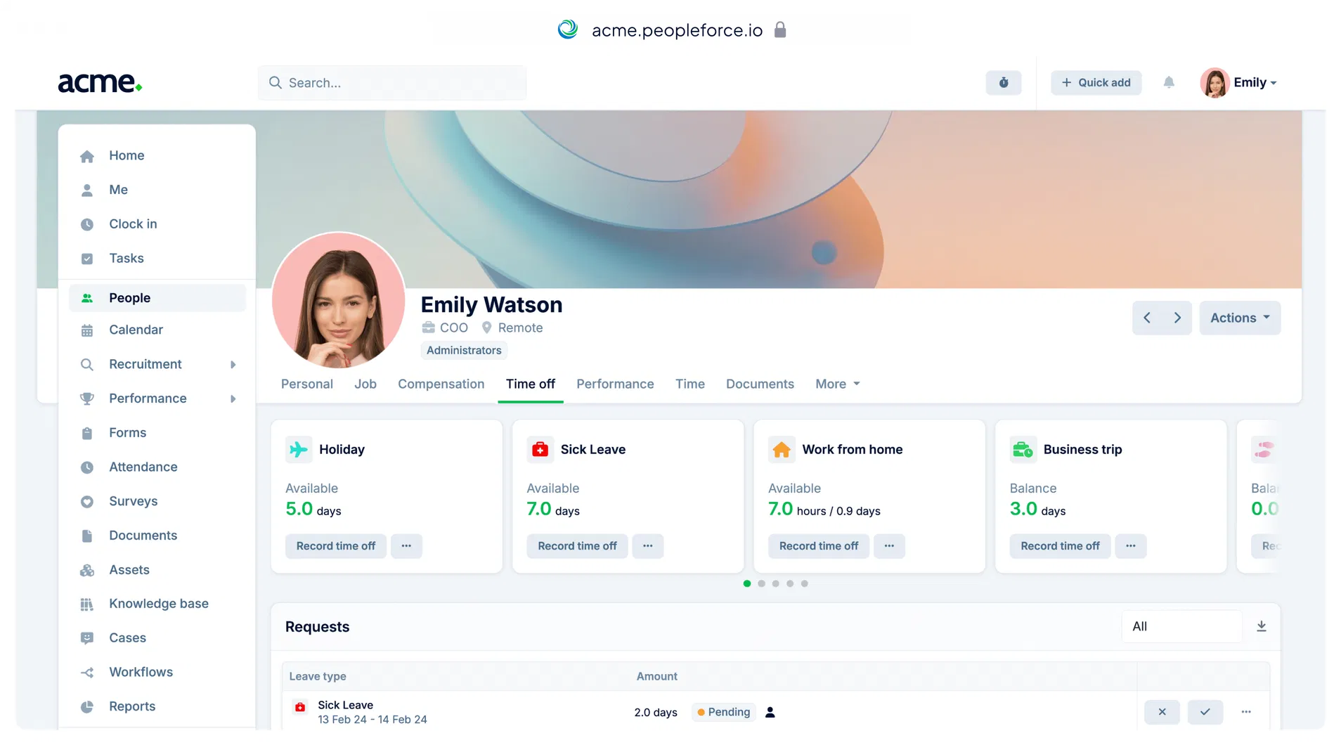 PeopleForce dashboard