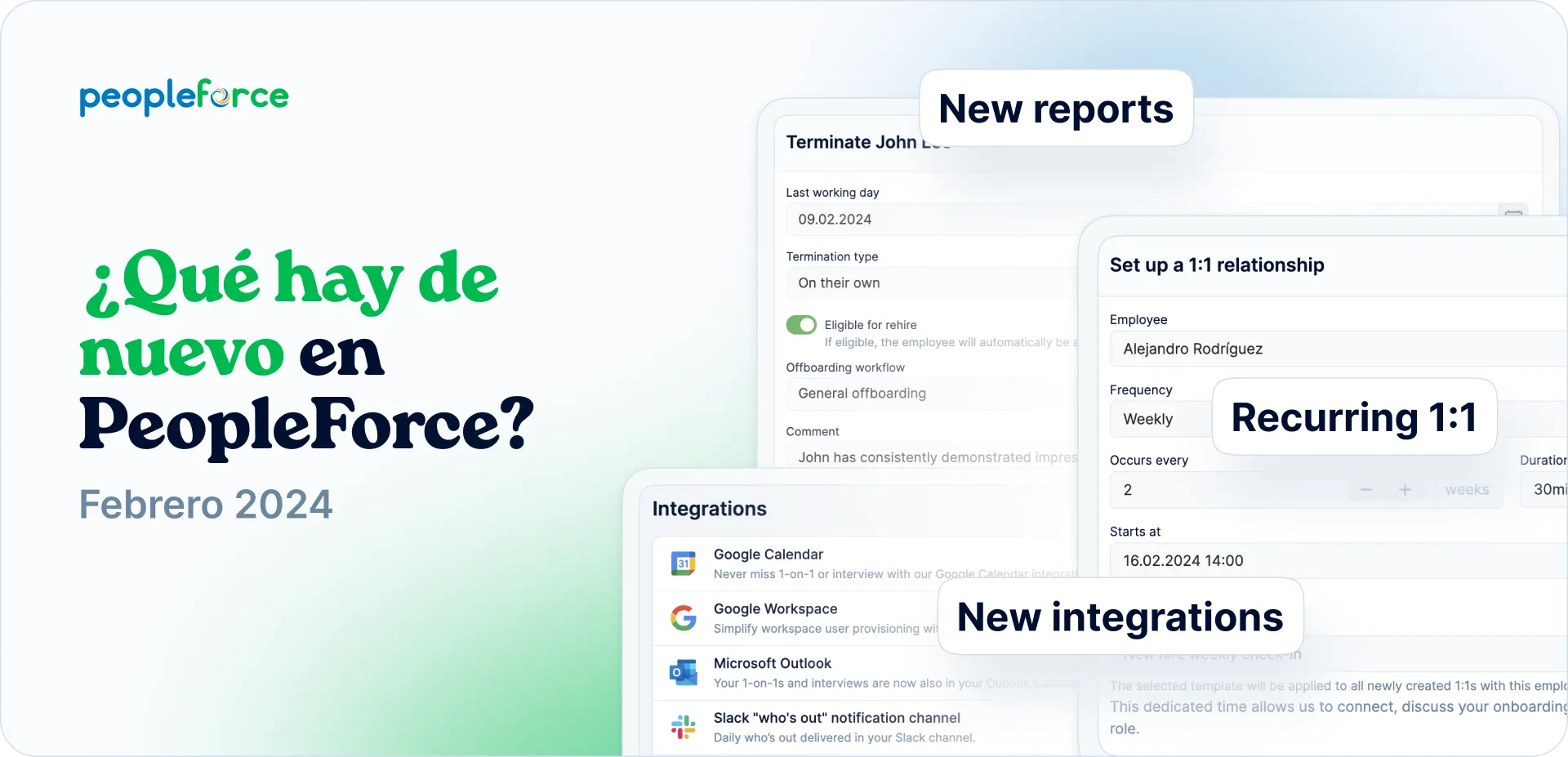 Reuniones 1:1 periódicas, sincronización de datos de Google Workspace y otras mejoras de la plataforma