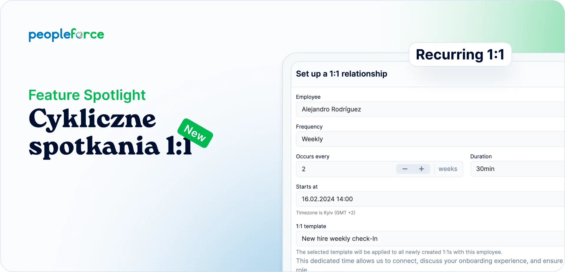 Poznaj nową funkcję cyklicznych spotkań 1:1 w PeopleForce