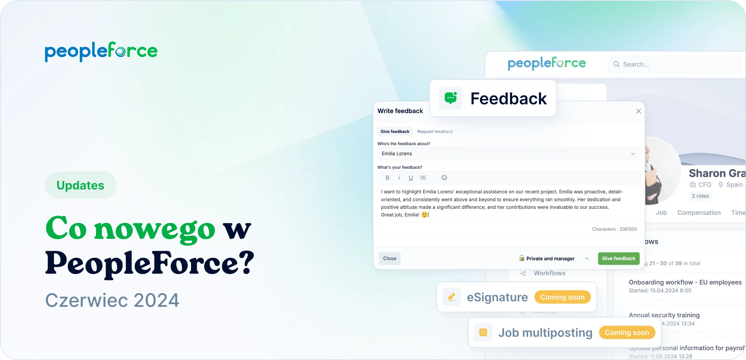 Już jest - regularny feedback dla Twojego zespołu! Wkrótce eSignature i multiposting na stronach z ofertami pracy