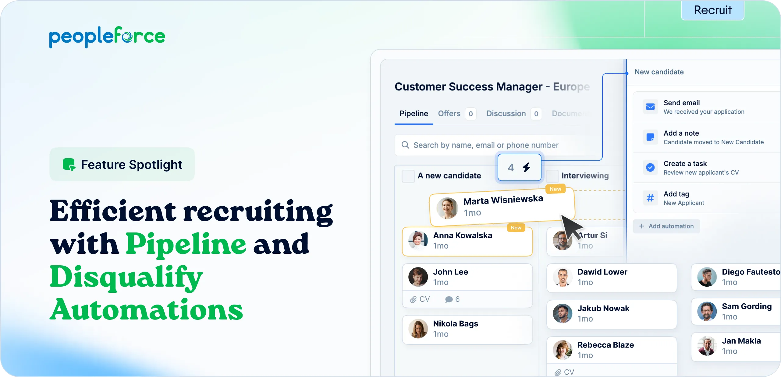 Achieve faster and better pipeline management with Recruit automations
